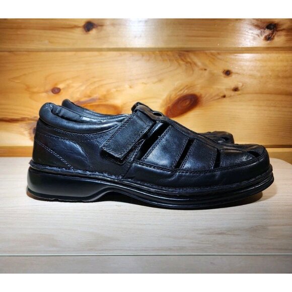 Spring Step Rylan Men's Shoes 44 Black Leather Orthopedic Closed Back Sandal - Picture 3 of 8